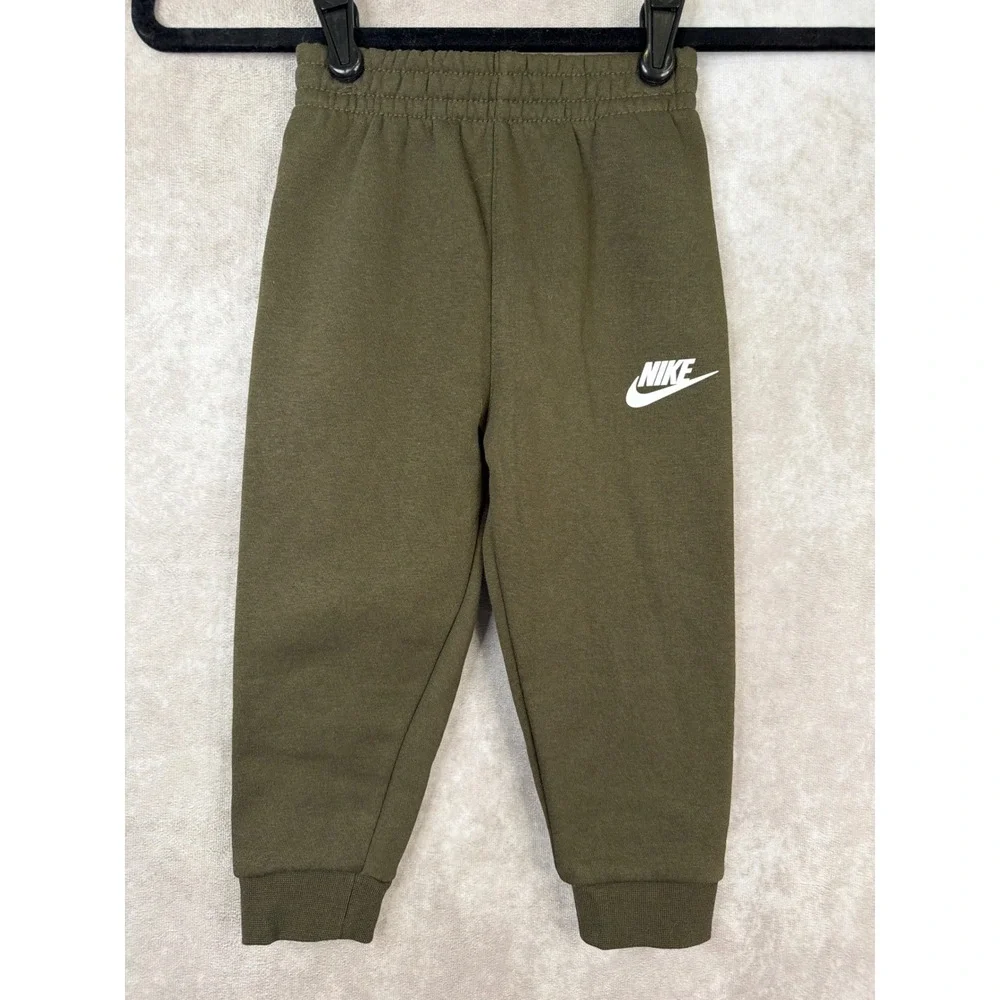 NWT Nike Jogger Pants Kids 24M Olive Green Fleece‎ Sweatpants L288-F84